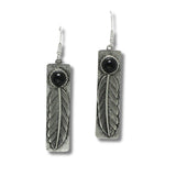 99337, ENGRAVED LEAF WESTERN RECTANGLE DANGLE EARRING