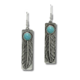 99337, ENGRAVED LEAF WESTERN RECTANGLE DANGLE EARRING