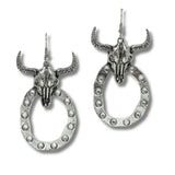 99339, WESTERN STEER HEAD WITH CRYSTAL DANGLE EARRING