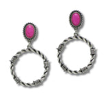 99341, WESTERN ROUND KNOT WITH TURQUOISE STONE DANGLE EARRING