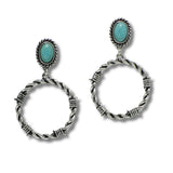 99341, WESTERN ROUND KNOT WITH TURQUOISE STONE DANGLE EARRING