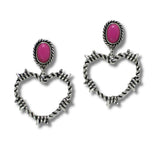 99342, WESTERN HEART KNOT WITH TURQUOISE STONE DANGLE EARRING