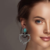 99342, WESTERN HEART KNOT WITH TURQUOISE STONE DANGLE EARRING