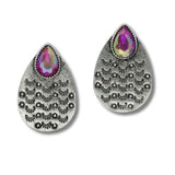 99346, WESTERN ENGRAVED TEARDROP TURQUOISE STONE EARRING