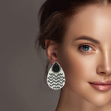 99346, WESTERN ENGRAVED TEARDROP TURQUOISE STONE EARRING