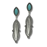 99349, WESTERN TURQUOISE STONE DANGLE EARRING