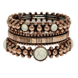 99351, WESTERN TURQUOISE STONE ACCENT MULTI LAYERED STRETCH BRACELET