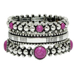 99351, WESTERN TURQUOISE STONE ACCENT MULTI LAYERED STRETCH BRACELET