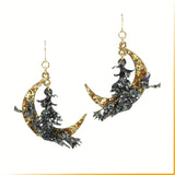 99365, WITCH ON A BROOM GLITTER DANGLE EARRING