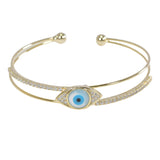 99370, EVIL EYE CRYSTAL RHINESTONE OPEN CUFF BRACELET