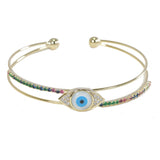 99370, EVIL EYE CRYSTAL RHINESTONE OPEN CUFF BRACELET