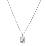 99377, DAINTY FLOWER ACCENT DESIGNER INSPIRED PENDANT NECKLACE