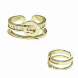 99380, BELT BUCKLE BAGUETTE CUBIC ZIRCOANIA ACCENT OPEN CUFF RING