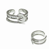 99380, BELT BUCKLE BAGUETTE CUBIC ZIRCOANIA ACCENT OPEN CUFF RING