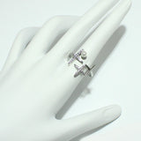 99381, CROSS CRYSTAL RHINESTONE WITH PEARL CUFF ADJUSTABLE RING