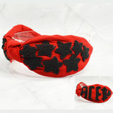 99387, "ACE" STAR SEED BEADED KNOT HEADBAND