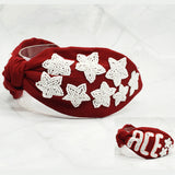 99387, "ACE" STAR SEED BEADED KNOT HEADBAND