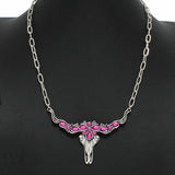 99399, WESTERN STEER HEAD WITH TURQUOISE STONE NECKLACE
