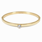 99416, ROUND RHINESTONE STAINLESS STEEL BANGLE BRACELET