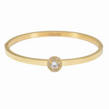 99417, ROUND CRYSTAL RHINESTONE STAINLESS STEEL BANGLE BRACELET