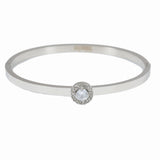 99417, ROUND CRYSTAL RHINESTONE STAINLESS STEEL BANGLE BRACELET