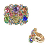 99418, MULTI ROUND RHINESTONE STRETCH RING