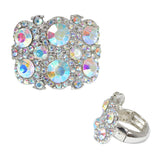 99418, MULTI ROUND RHINESTONE STRETCH RING