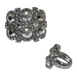 99418, MULTI ROUND RHINESTONE STRETCH RING