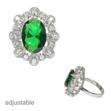 99421, OVAL CUBIC ZIRCONIA ADJUSTABLE RING
