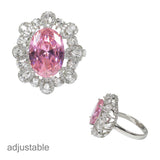 99421, OVAL CUBIC ZIRCONIA ADJUSTABLE RING
