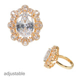99421, OVAL CUBIC ZIRCONIA ADJUSTABLE RING