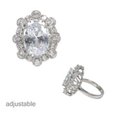 99421, OVAL CUBIC ZIRCONIA ADJUSTABLE RING