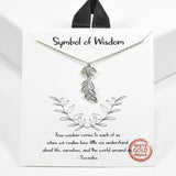 99424, GOLD DIPPED, "SYMBOL OF WISDOM" LEAVES CHARM NECKLACE