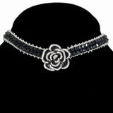 99428, ROSE CRYSTAL RHINESTONE HANDMADE BEADED NECKLACE