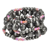 99430, NAVAJO BEADED MULTI LAYERED STRETCH BRACELET