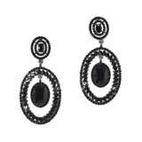 99449, OVAL CRYSTAL RHINESTONE DANGLE EARRING