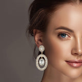 99449, OVAL CRYSTAL RHINESTONE DANGLE EARRING