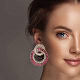 99450, BAGUETTE RHINESTONE DOUBLE ROUND NECKLACE