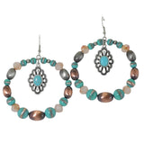 99453, WESTERN CONCHO ACCENT NAVAJO BEAD ROUND DANGLE EARRING