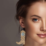 99456, ANIMAL PRINT WESTERN BOOTS GENUINE LEATHER DANGLE EARRING