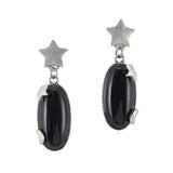 99467, OVAL STONE WITH STAR & MOON ACCENT DANGLE EARRING