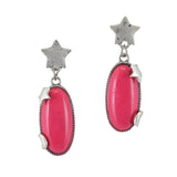 99467, OVAL STONE WITH STAR & MOON ACCENT DANGLE EARRING