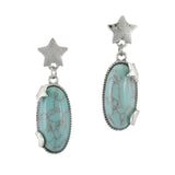 99467, OVAL STONE WITH STAR & MOON ACCENT DANGLE EARRING
