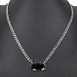 99468, OVAL STONE WITH STAR & MOON ACCENT CHAIN NECKLACE