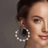 99473, PEARL ROUND HOOP EARRING
