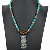 99475, WESTERN BUFFALO COIN WITH TURQUOISE STONE BEADED NECKLACE