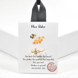 99487, GOLD DIPPED, "HIVE RULES" DAINTY BEE CZ ADJUSTABLE RING