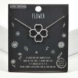 99489, GOLD DIPPED, "FLOWER" CUBIC ZIRCONIA NECKLACE