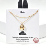 99491, GOLD DIPPED, "HALOS" DAINTY COWBOY HAT DOUBLE LAYERED NECKLACE