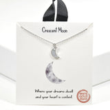 99497, GOLD DIPPED, "CRESCENT MOON" MOTHER OF PEARL CHARM NECKLACE